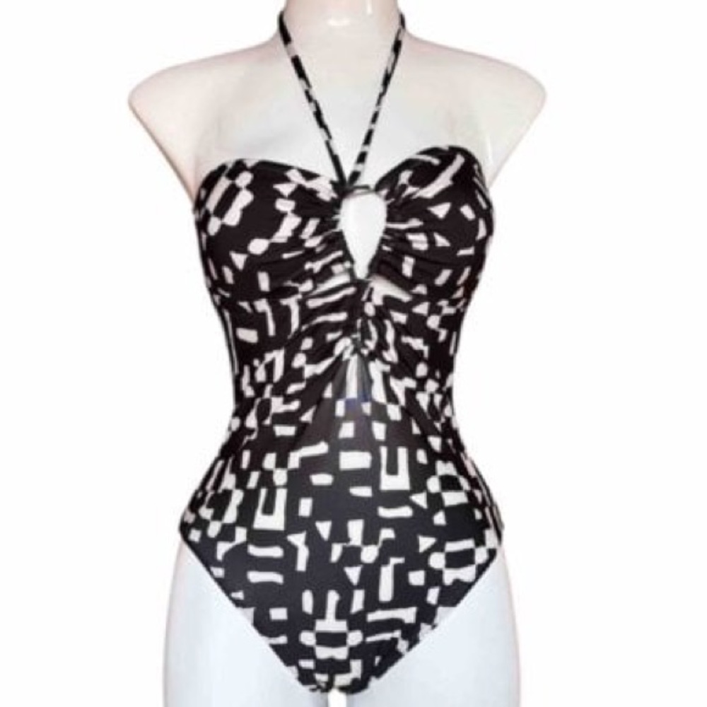 Banana Republic Black & White Patterned  One-Piece Swimsuit NWT